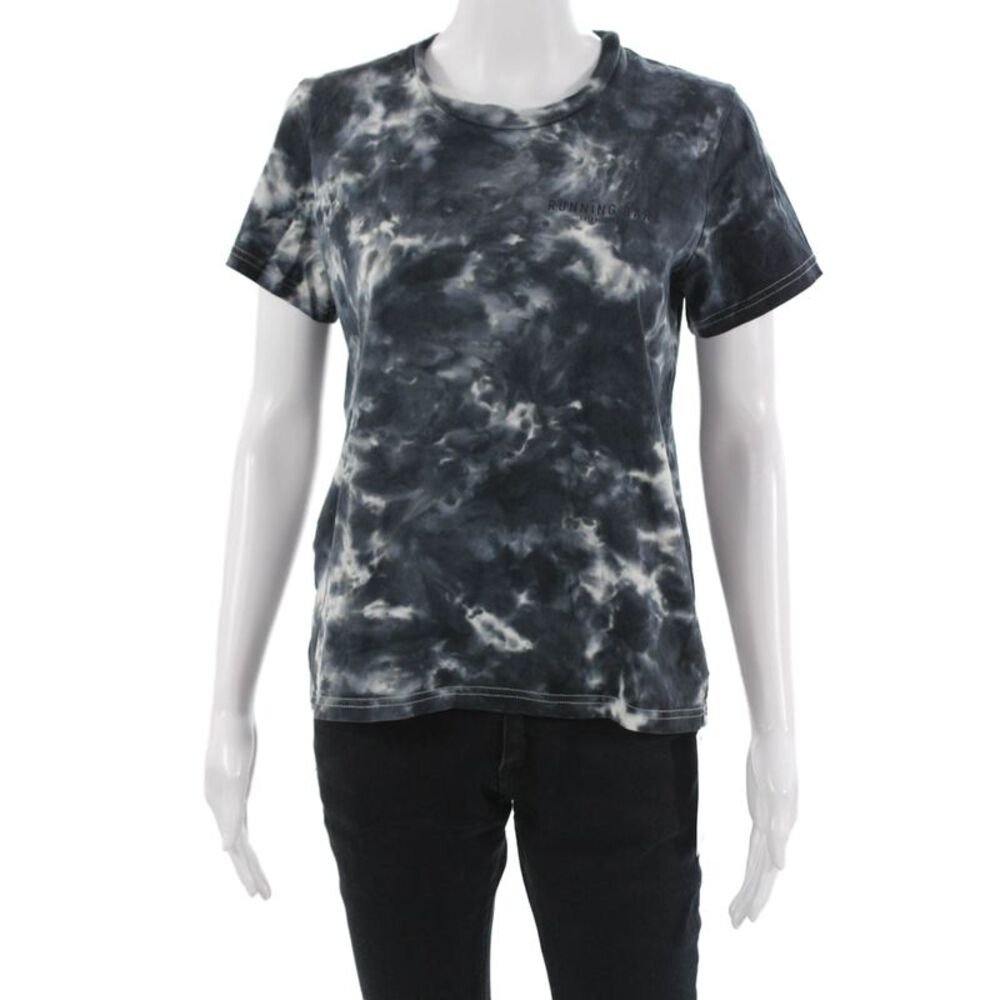 Running Bare Women Black Basic Tee Cotton Crew Short Sleeve Grunge Size 10
